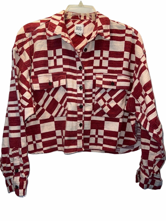 BDG Jackets & Blazers - BDG Red and Cream Geometric Shacket, Size SP, (0033)